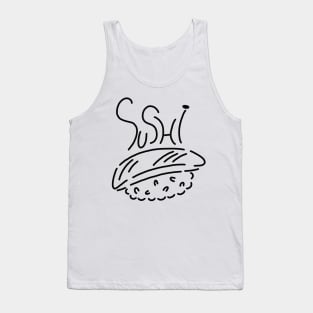 Simple Cool Sushi Outline Minimalistic Black and White Art Tank Top